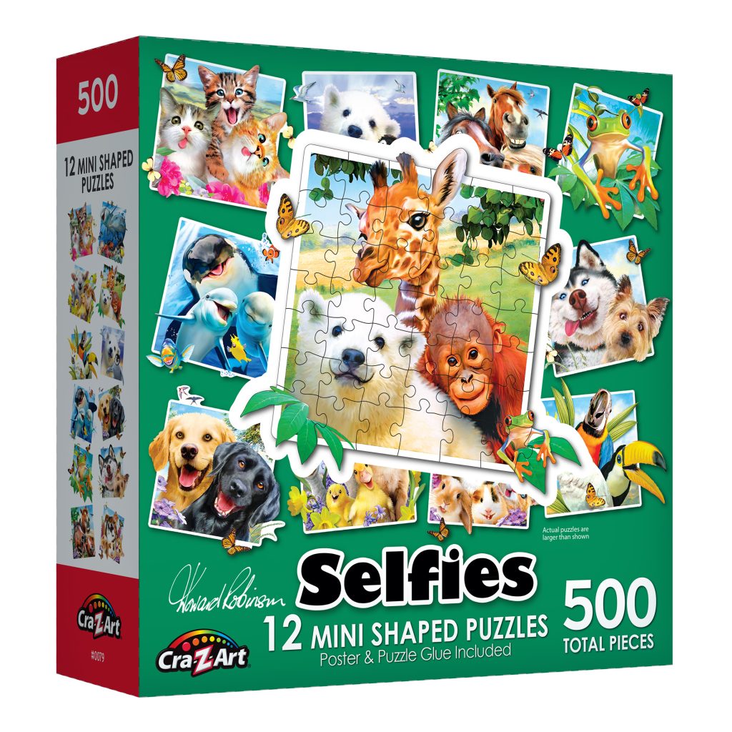 RoseArt - 12 Mini-Shaped - Animal Selfies - 500 Piece