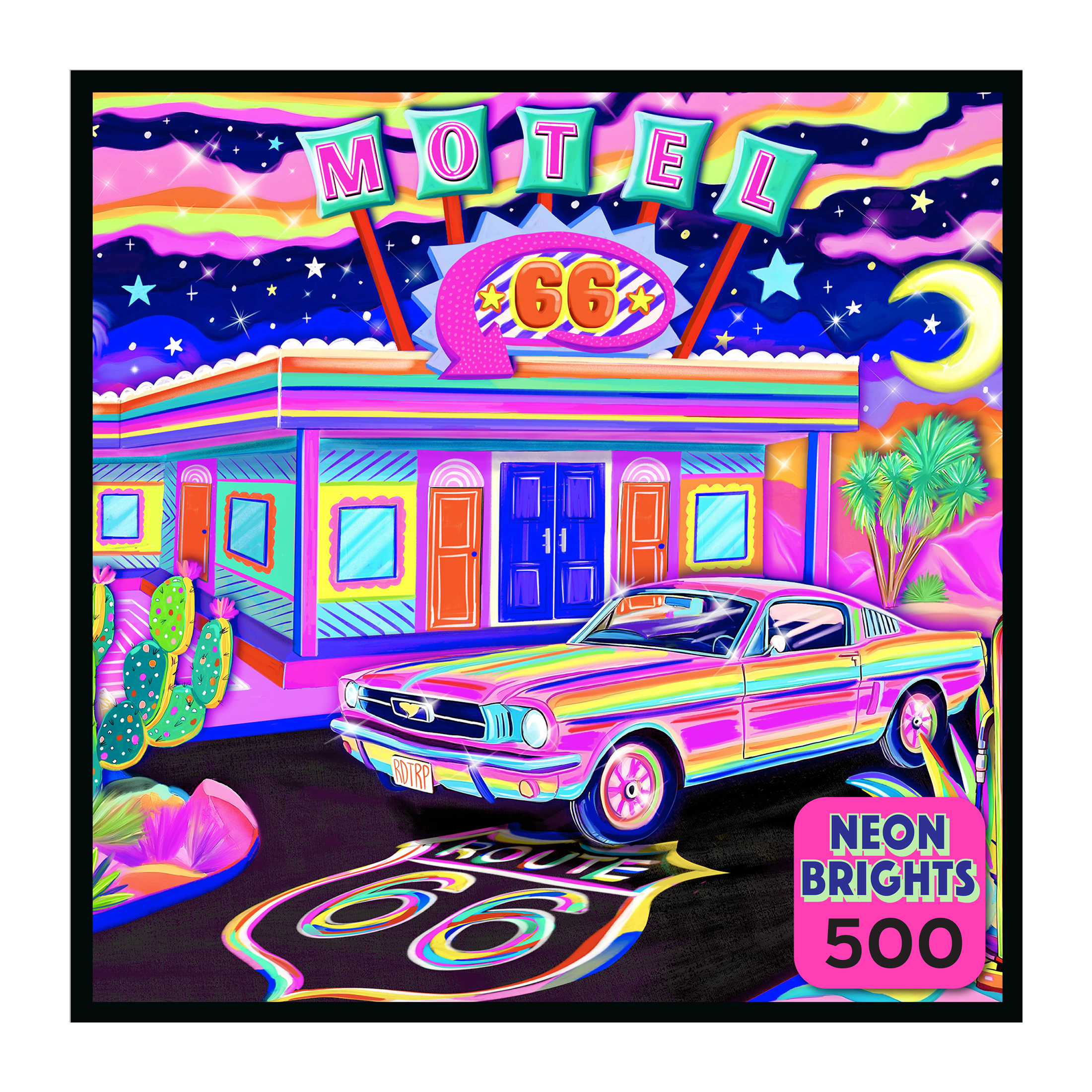 Route 66 Night Neon Brights Puzzle: Classic Americana Fun