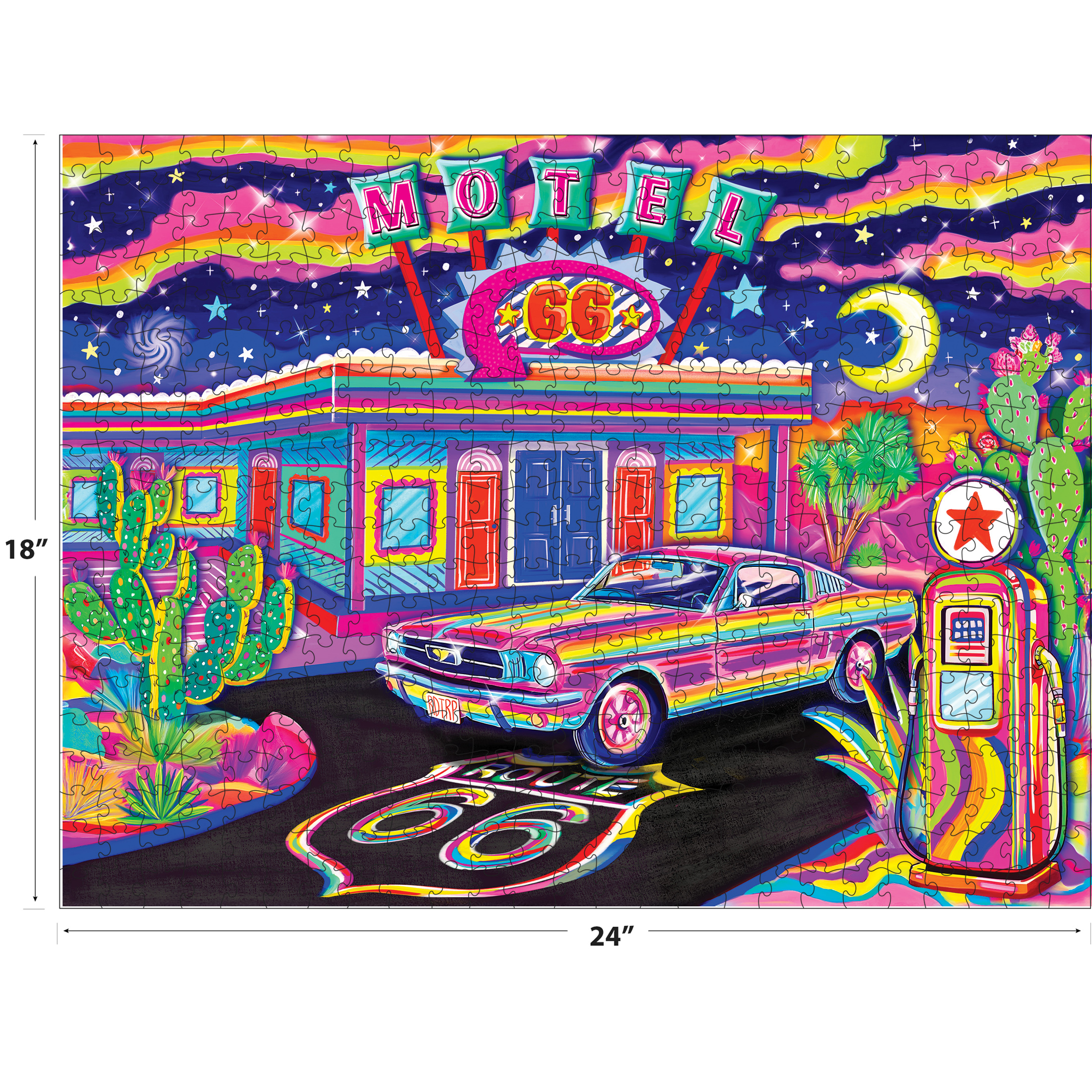 Route 66 Night Neon Brights Puzzle: Classic Americana Fun