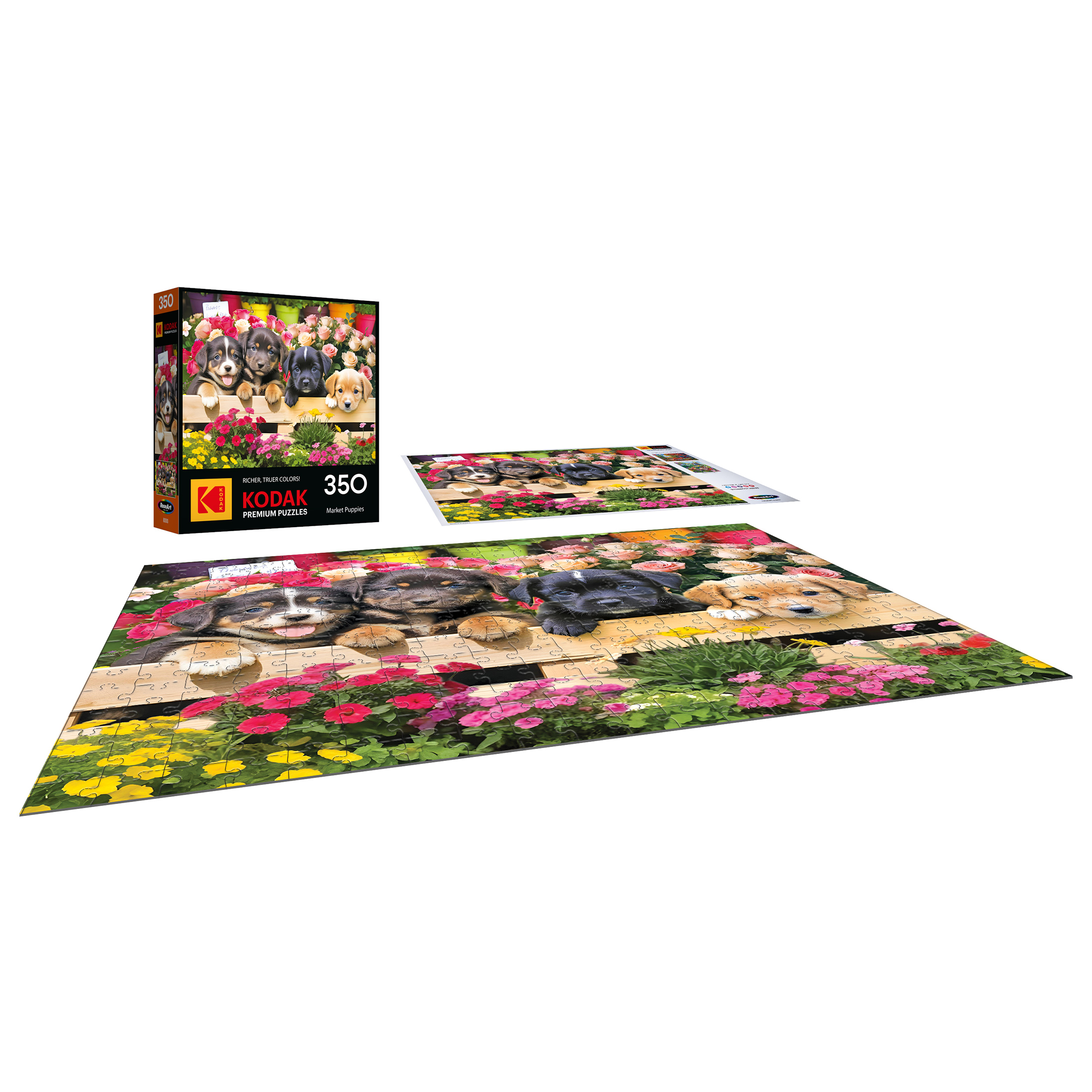 Market Puppies - 350 Piece Jigsaw Puzzle