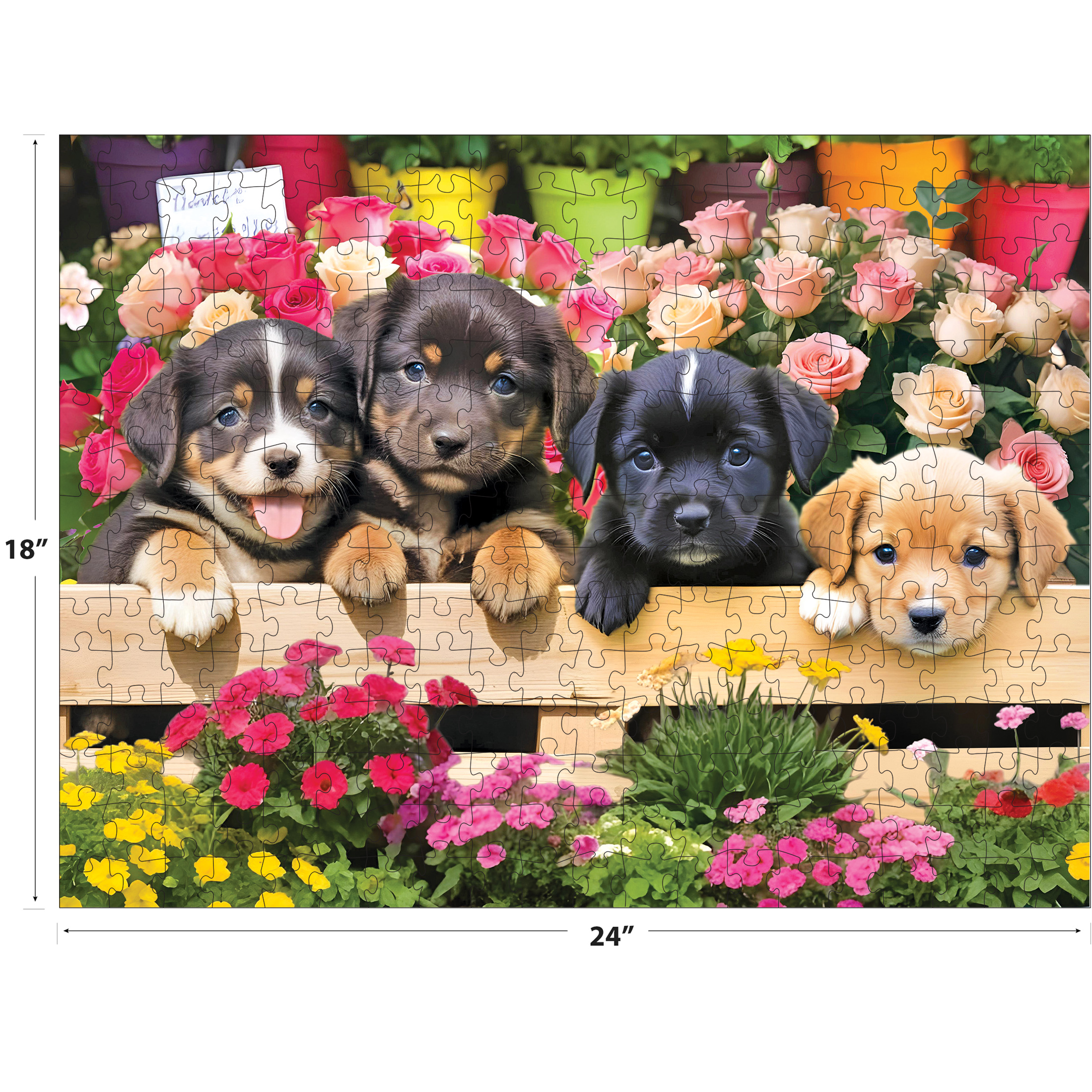 Market Puppies - 350 Piece Jigsaw Puzzle